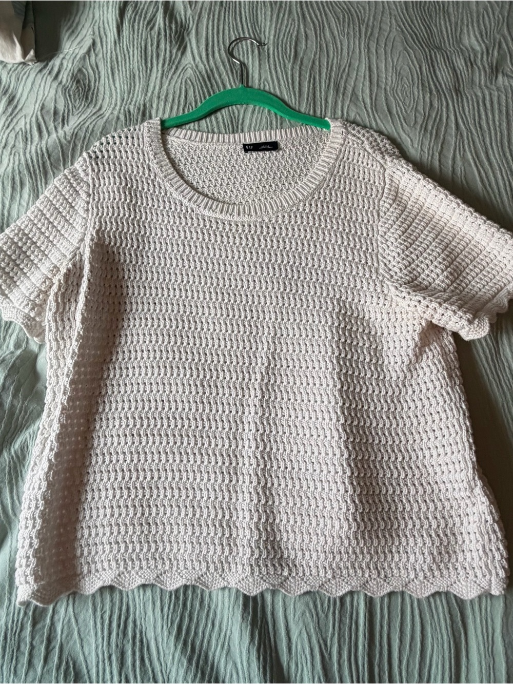 Gap White Crochet Short Sleeve Top L